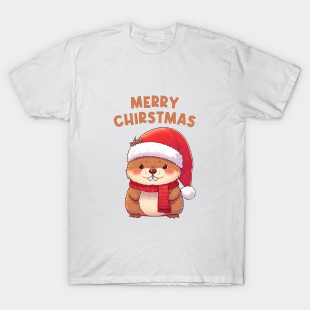 Merry Christmas Funny Marmot T-Shirt by Takeda_Art